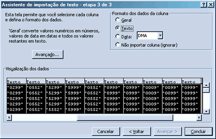 Excel - Asistente de Importação 3